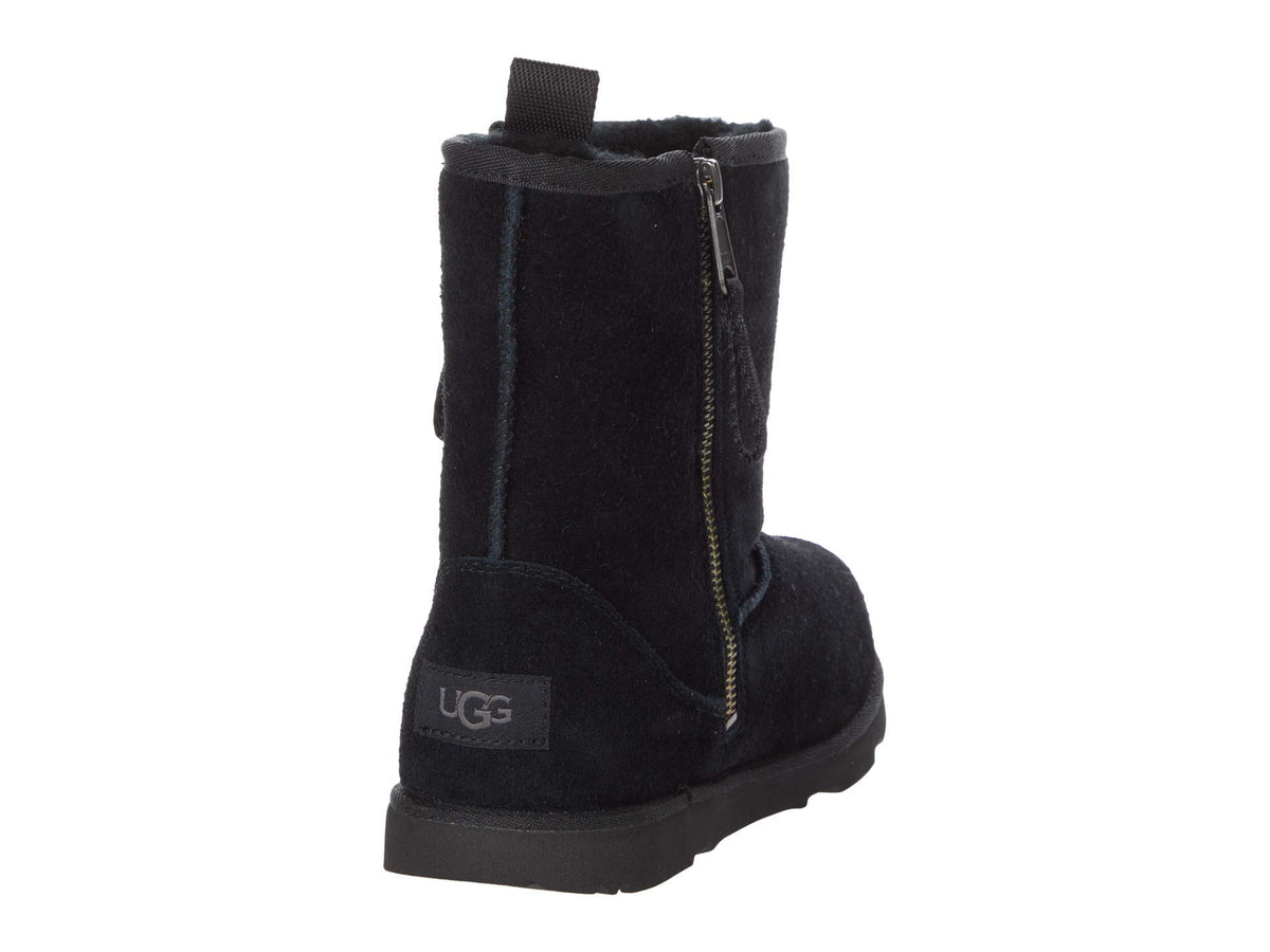 UGG Classic Short Dual Zip II (Toddler/Little Kid/Big Kid) Black 4 Big Kid M