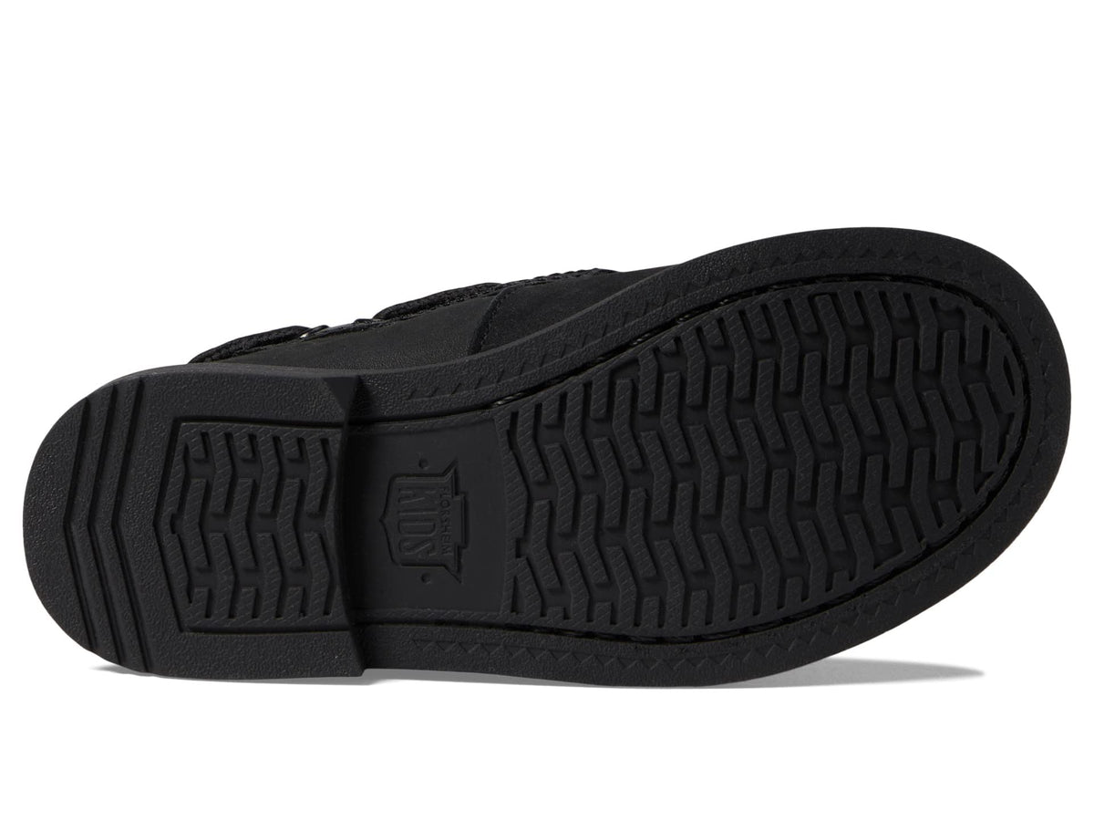 Florsheim Boy's Croquet Jr Moc Toe Boat Shoe (Toddler/Little Kid/Big Kid) Black Nubuck 1 Medium