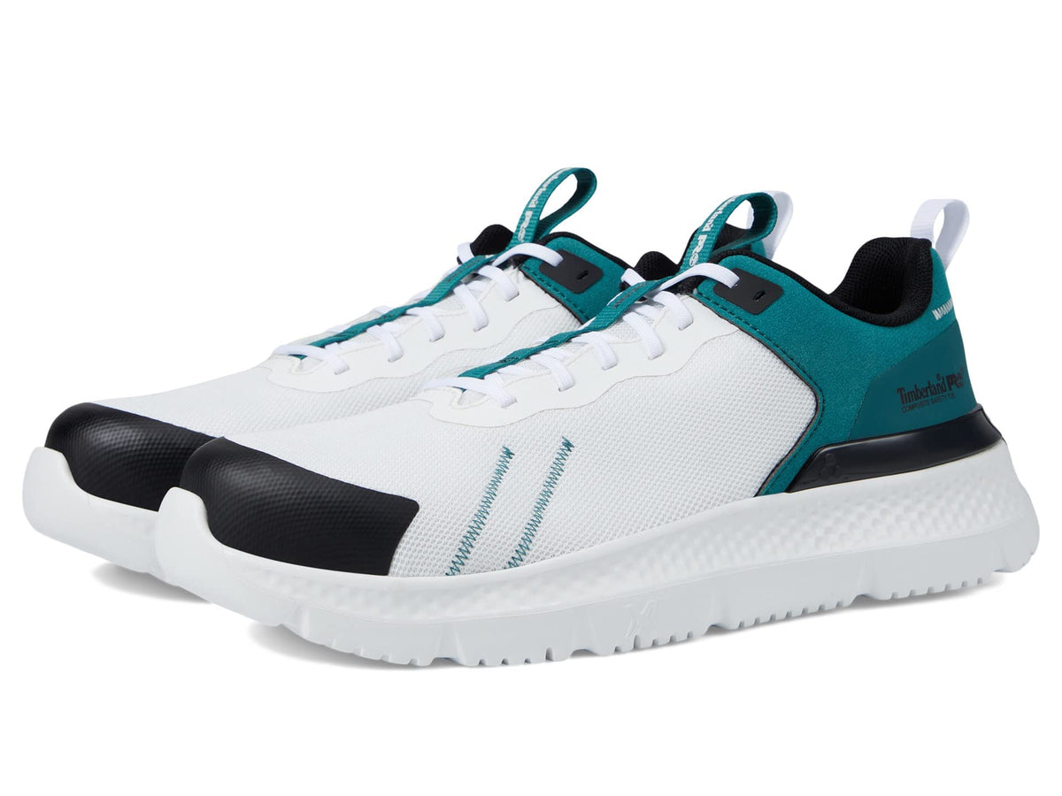 Timberland PRO® Setra Composite Safety Toe Shoes for Men – Cement Construction – Round Toe Silhouette White/Emerald 11 D - Medium