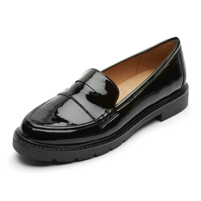 Rockport Women's Kacey Penny Loafer Flat, Black Patent, 9