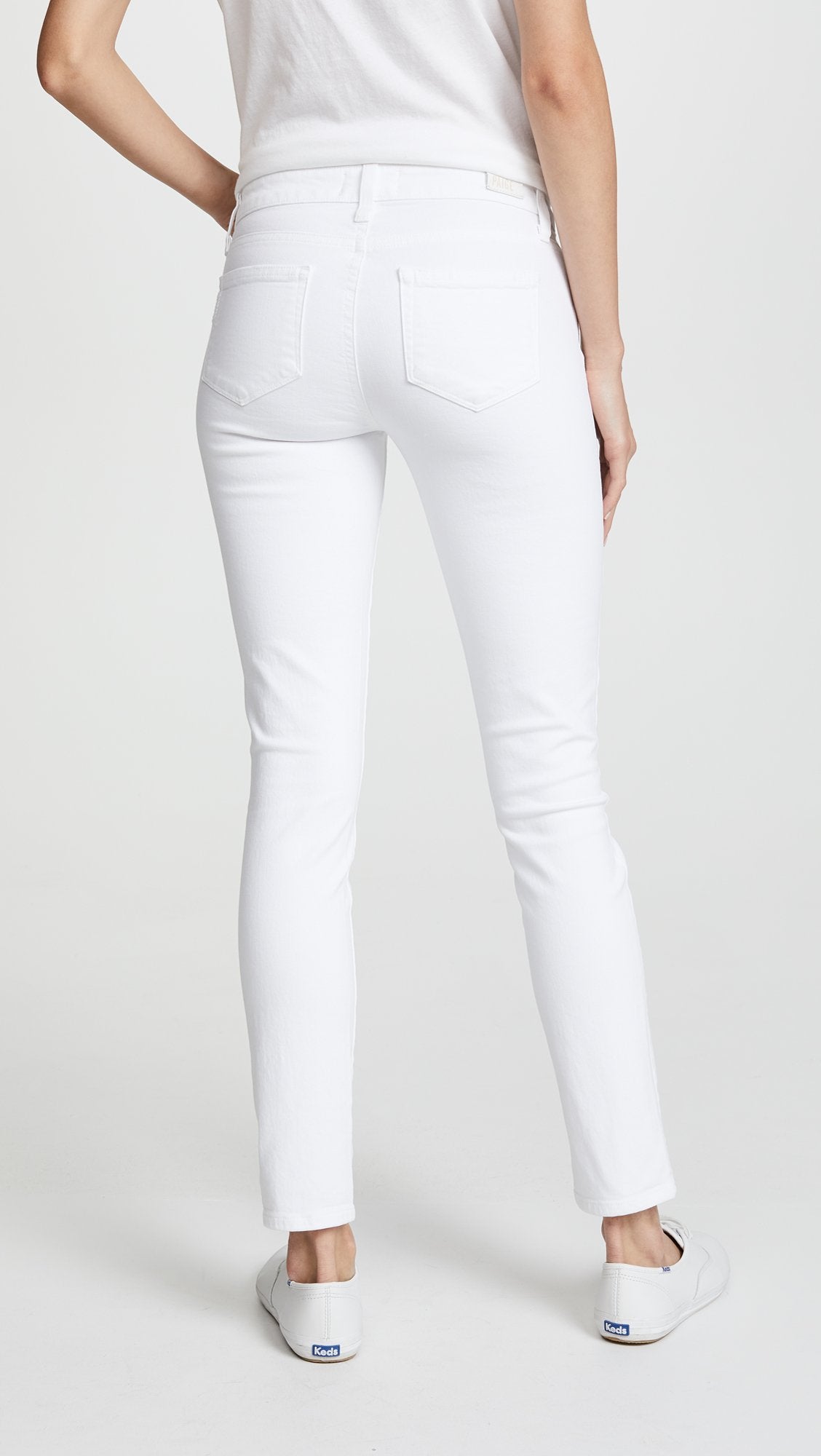 PAIGE Women's Skyline Ankle Skinny Jeans, Crisp White, 28