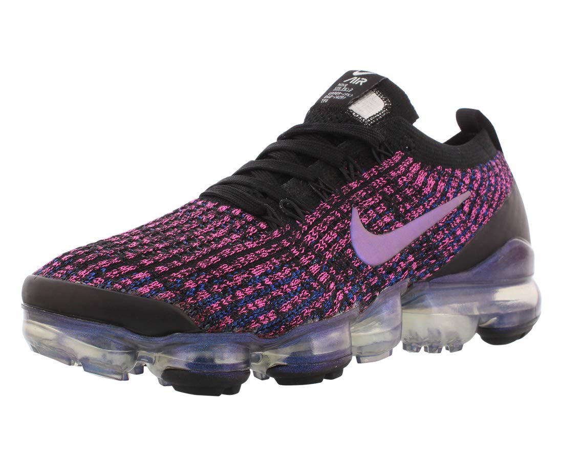 Nike Women's Air Vapormax Flyknit 3 Running Shoe (7, Black/Racer Blue/Laser Fuchsia)