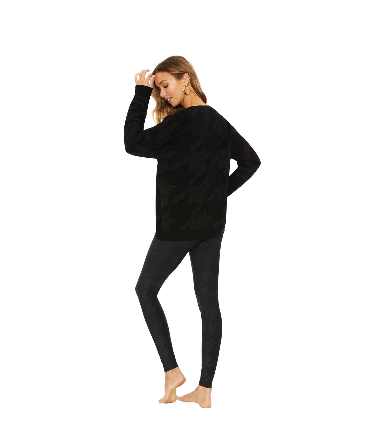 Beach Riot Joey Sweater X-Small Gunmetal Houndstooth