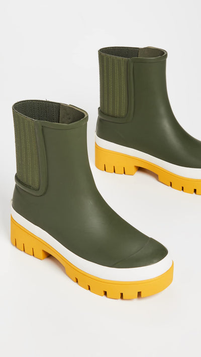 Tory Burch Women's Foul Weather Boots, Leccio/Leccio, Green, 5 Medium US