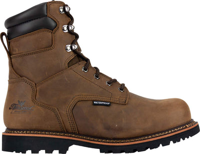 Thorogood V-Series 8” Waterproof Composite Toe Work Boots for Men - Premium Leather with Goodyear Storm Welt, Comfort Insole, and Chevron Traction Outsole; ASTM Rated, Brown Crazyhorse - 14 M US