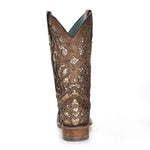 Corral Women's Orix Glitter Inlay Studs Square Toe SZ Boots, Brown, 6.5