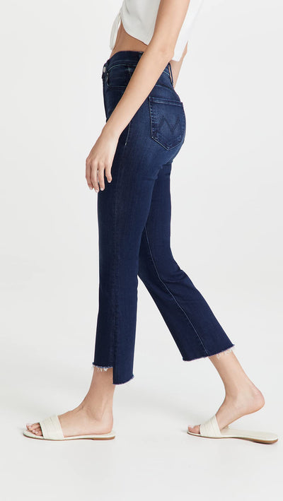 MOTHER Women's The Insider Crop Step Fray Jeans 29 Tongue in Chic