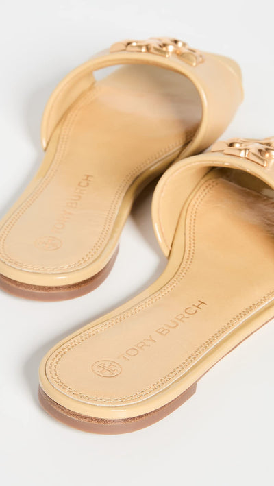 Tory Burch Women's Eleanor Slides, Cornbread, Yellow, Gold, 9.5 Medium US