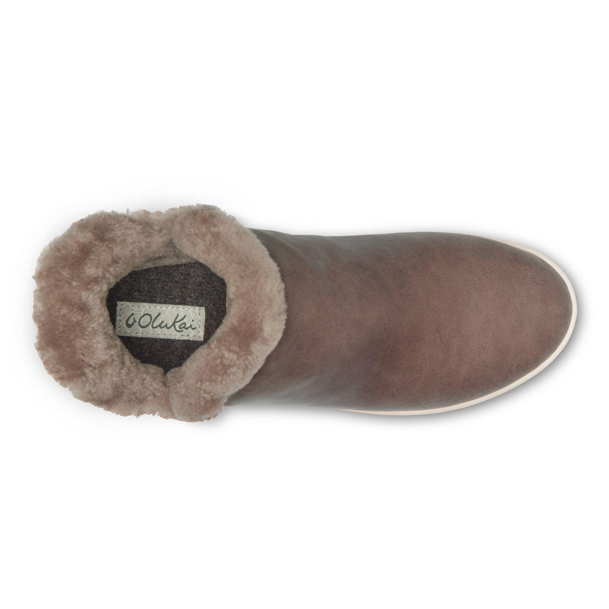 OLUKAI Malua Hulu Women's Boot, Soft & Comfortable Waterproof Nubuck Leather, Full-Grain Leather Heel with Elastic Panels, Slip-On Design, Warm Taupe/Off White, 8