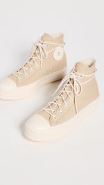 Converse Women's Chuck Taylor All Star Lift Sneakers, Oat Milk/Oat Milk, Off White, Tan, 7.5 Medium US