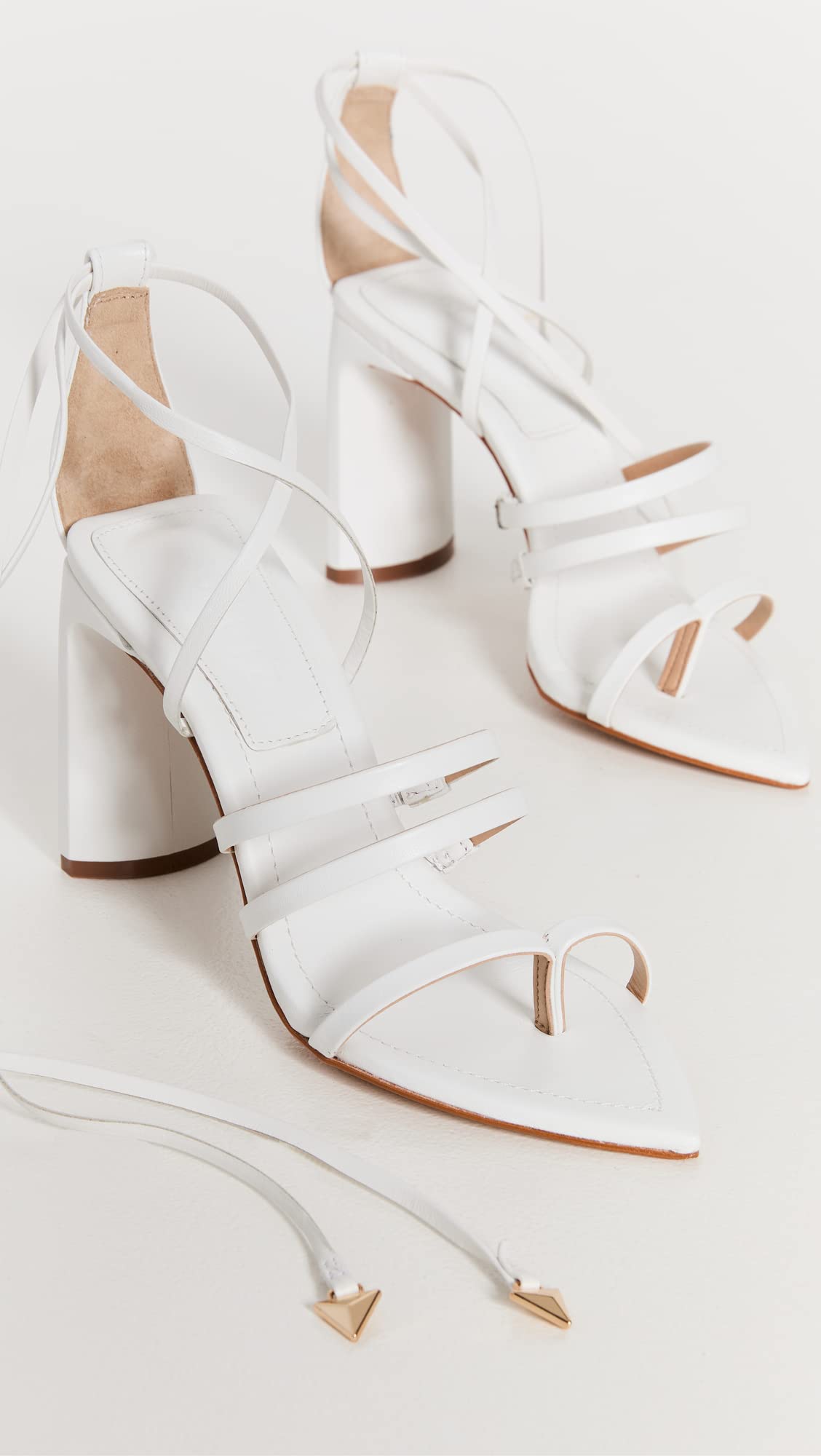 SCHUTZ Women's Leaf Strappy Sandals, White, 9 Medium US