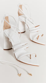 SCHUTZ Women's Leaf Strappy Sandals, White, 9 Medium US