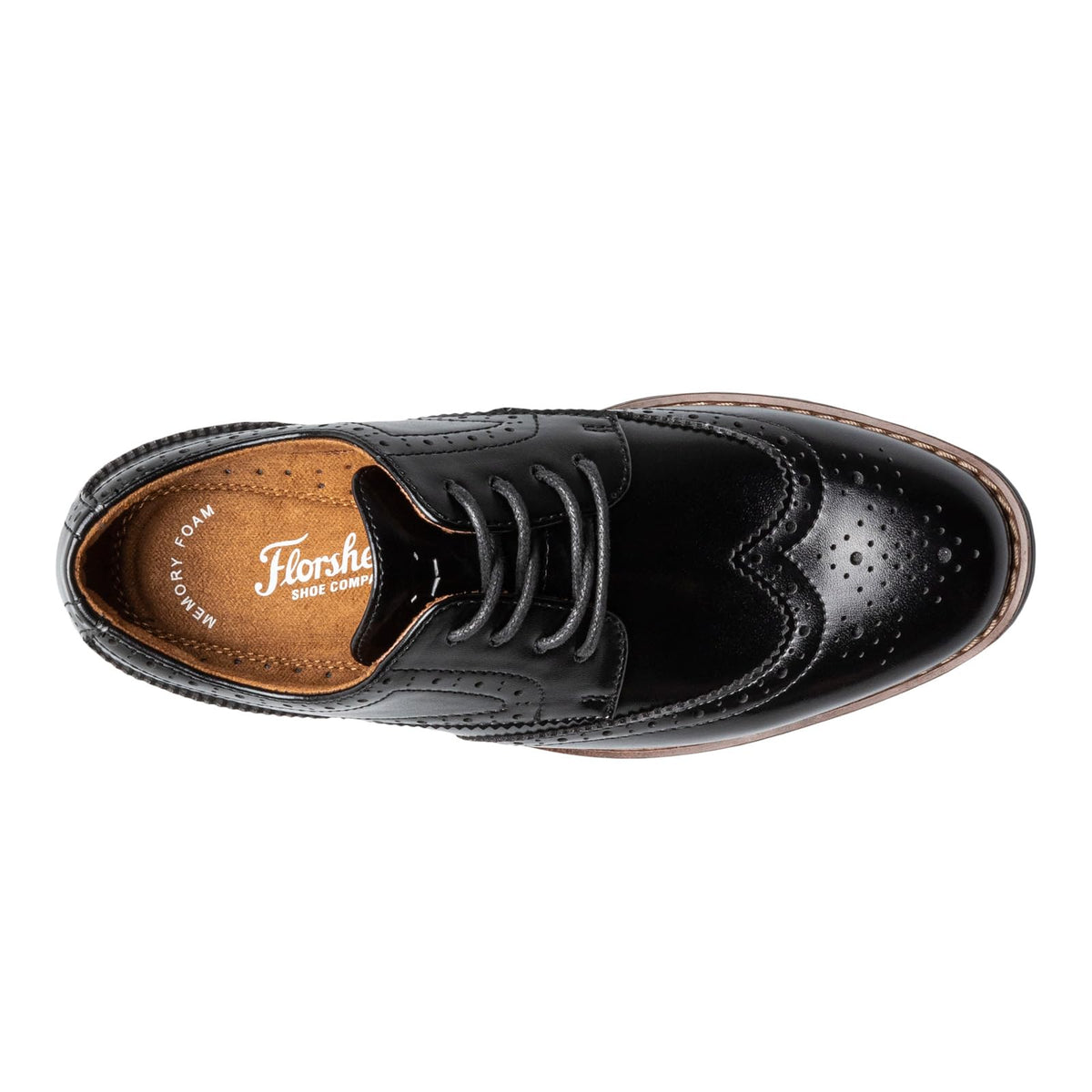 Florsheim Boy's, Rucci JR Wingtip Oxford - Little Kid & Big Kid 6 Big Kid Black