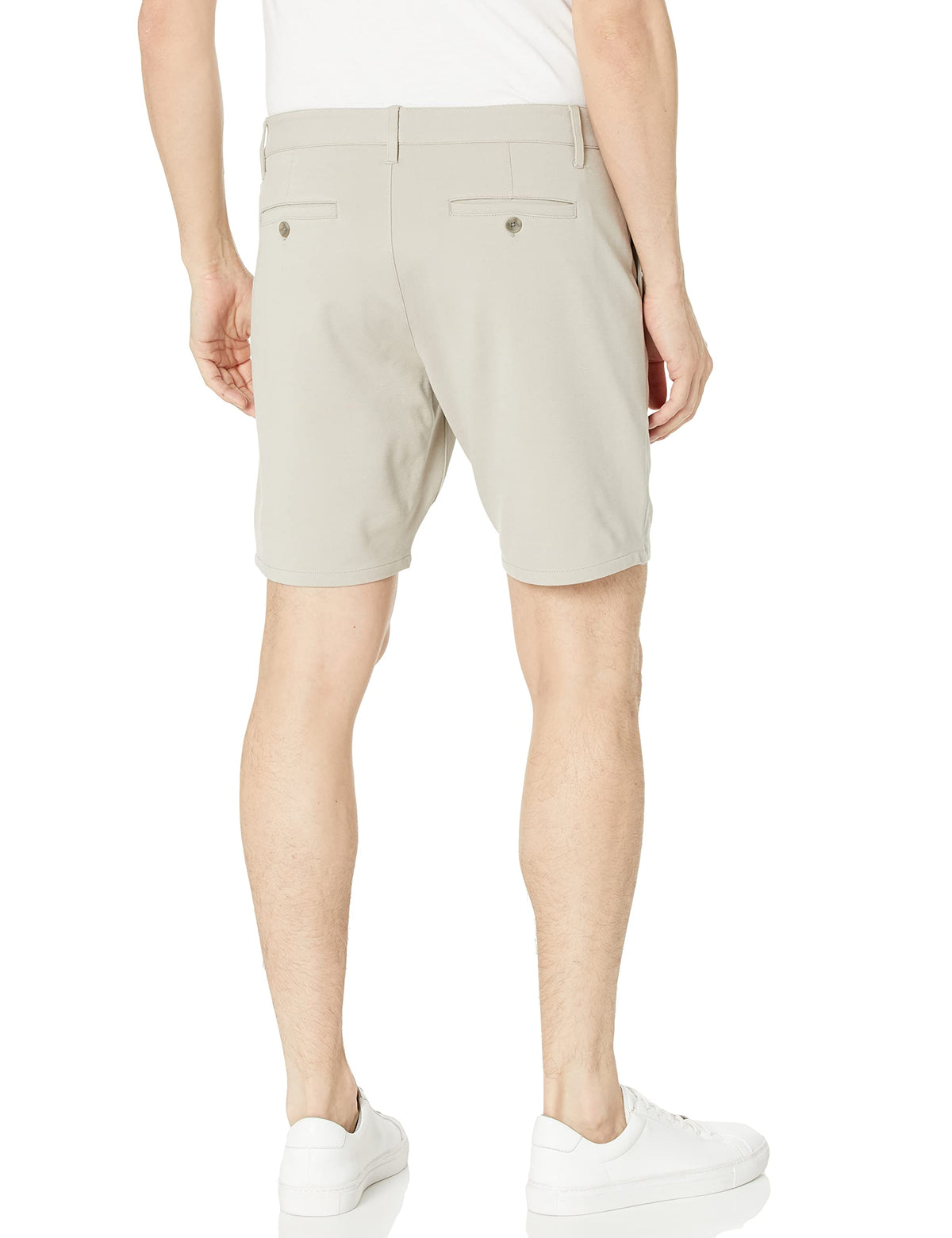 PAIGE Men's Rickson Transcend Knit Tech Trouser Tailored Short, Fresh Oyster, 33