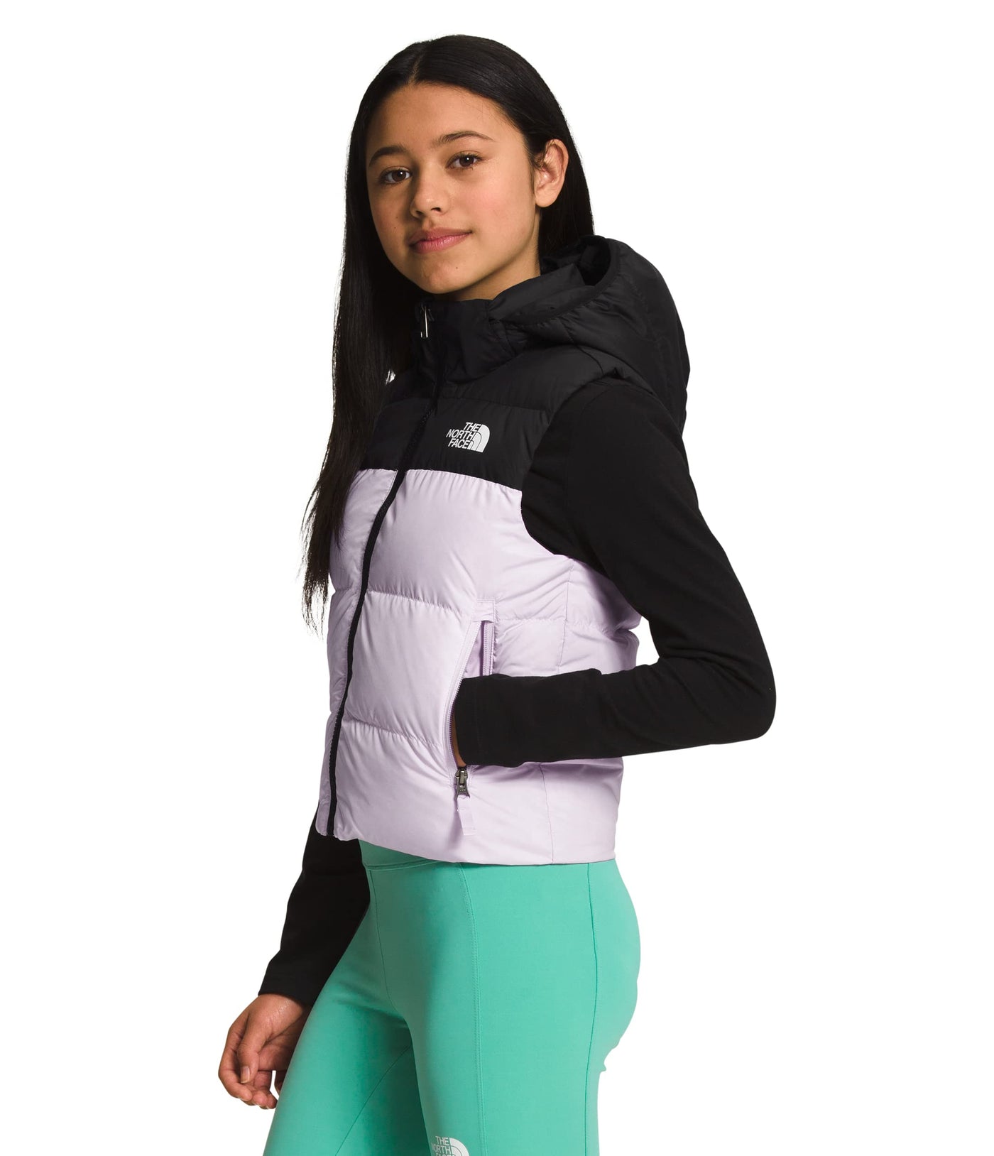 THE NORTH FACE Girls' Reversible North Down Hooded Vest, Lavender Fog, XX-Large