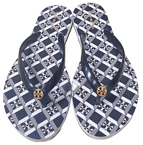 Tory Burch 144177 Chelsea Geometric Black/White With Gold Hardware Women's Thin Flip Flop Sandals Size 5