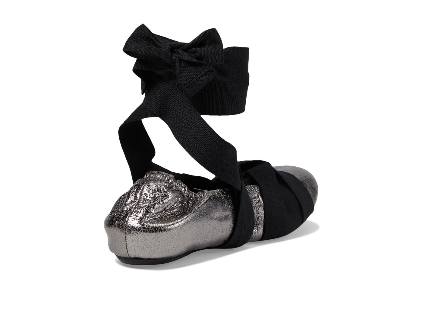 Free People Cece Wrap Flat Ballet Shoes for Women - Leather Upper - Elastic Back Opening - Self-tie Closure Pewter EU 37 (US Women's 7) M