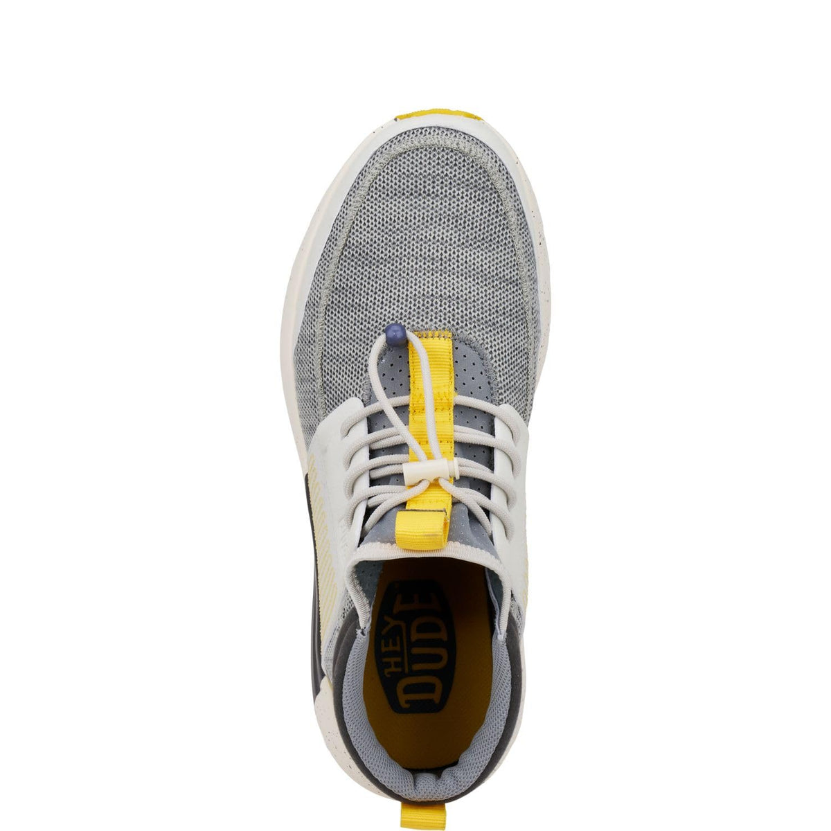 HEYDUDE Men's Sirocco M Mid Trail Heather Grey/Yellow Size 15 | Men's Shoes | Men Slip-on Sneakers | Comfortable & Light-Weight