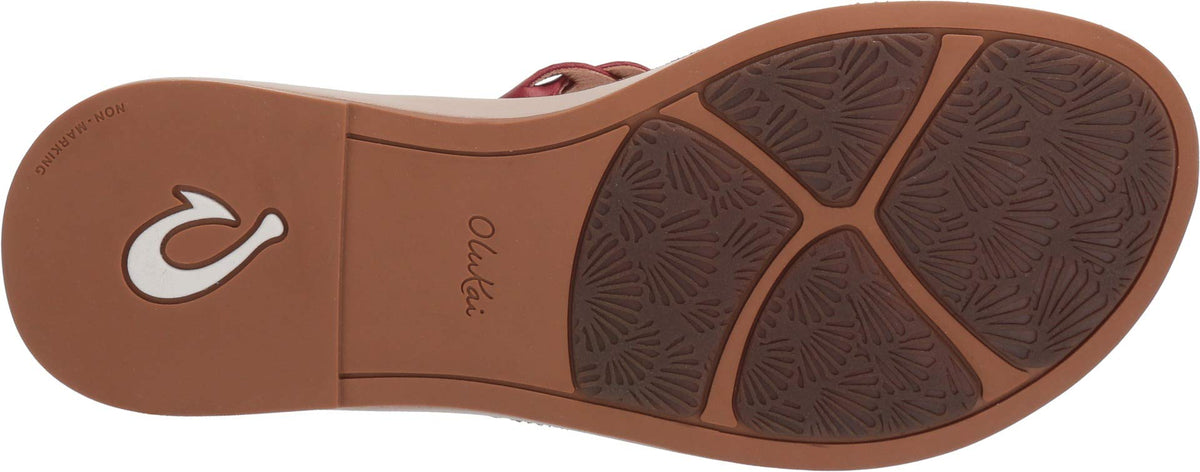 OluKai Kahiko - Women's Comfort Leather Sandal Burndt Red/tan - 7