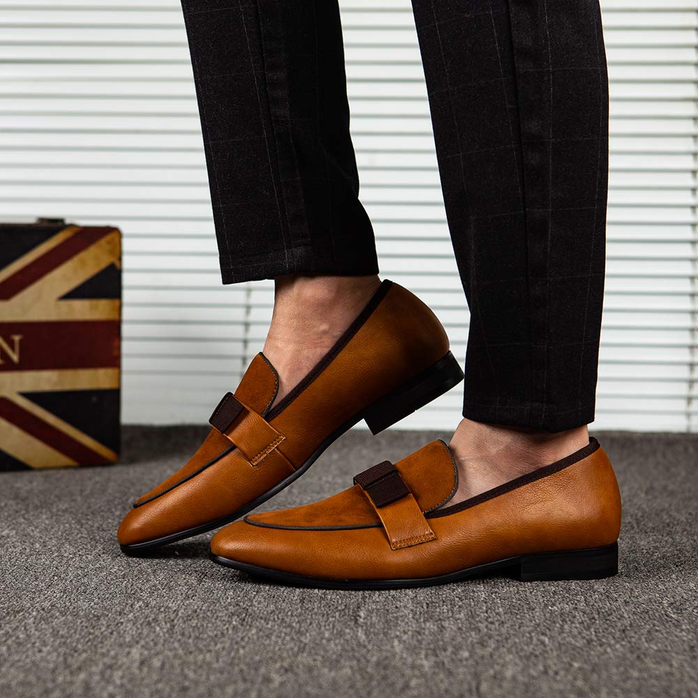 JITAI Men's Lindford Moc Toe Bit Slip-on Penny Loafer Party Shoes, Brown/02, 12 US