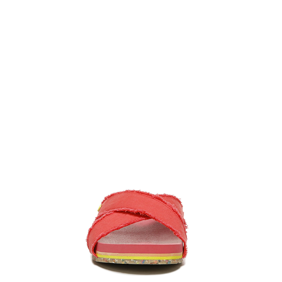 Vionic Women's BEACH Boardwalk Panama Canvas Sandals- Sustainable Washable Slide with Orthotic Insole Arch Support Red Fabric 7 Medium