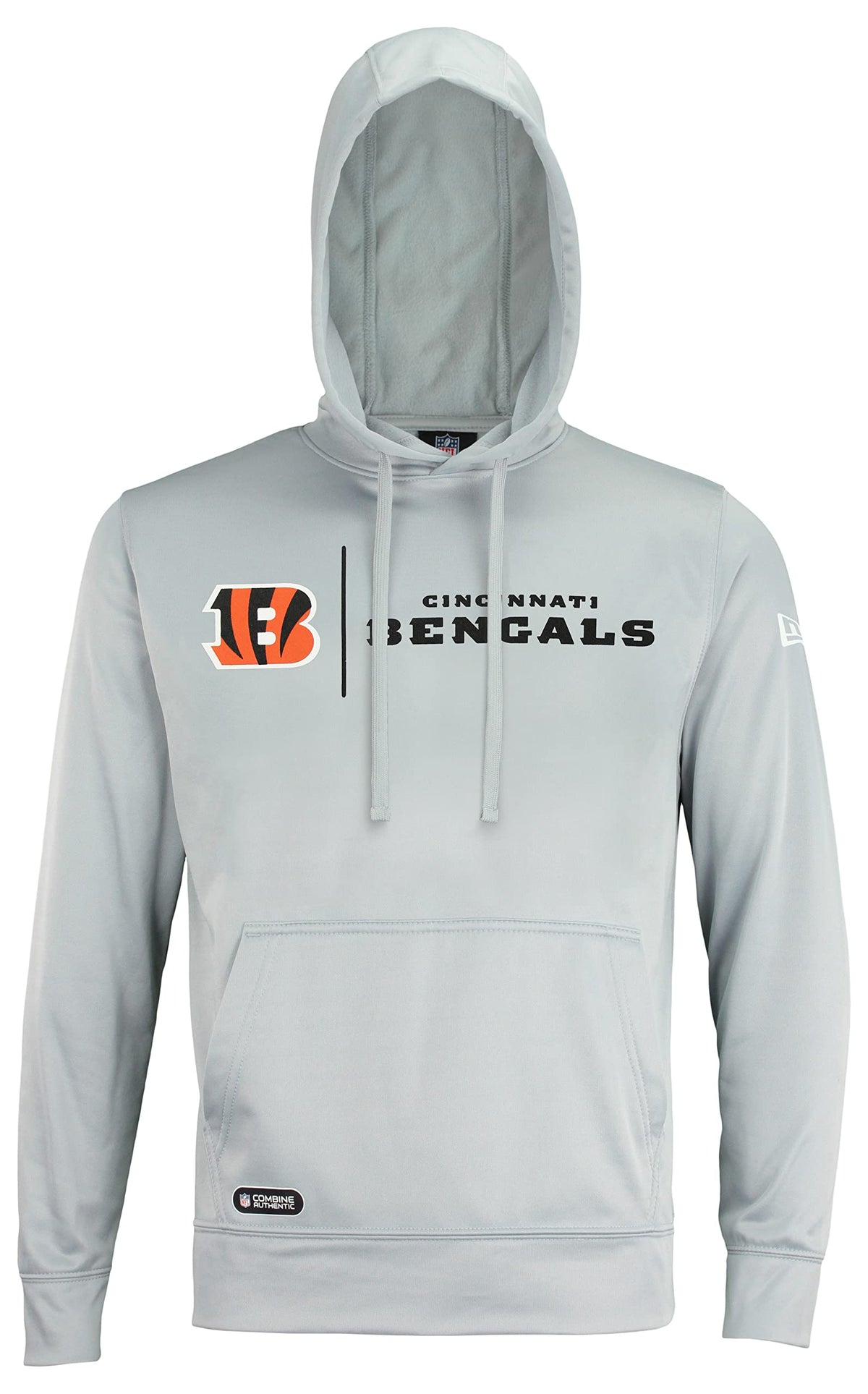 New Era NFL Men's Cool Grey Gametime Pullover Performance Hoodie, Pro Football Sweatshirt, Cincinnati Bengals, Medium