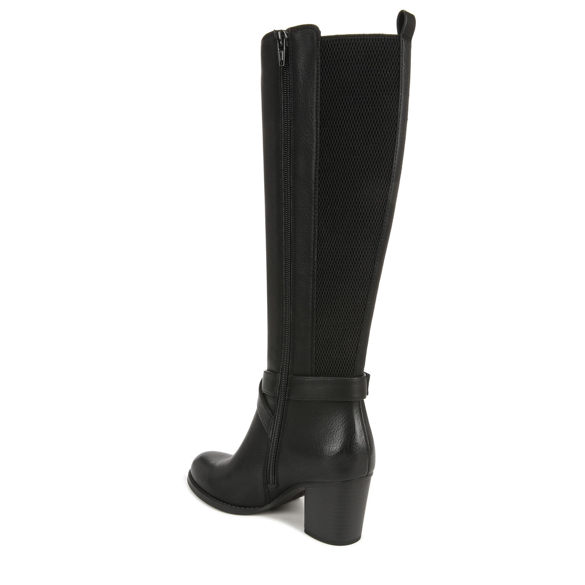 Naturalizer SOUL Womens Triya Block Heel Wide Calf Tall Boot Black Smooth 8.5 W