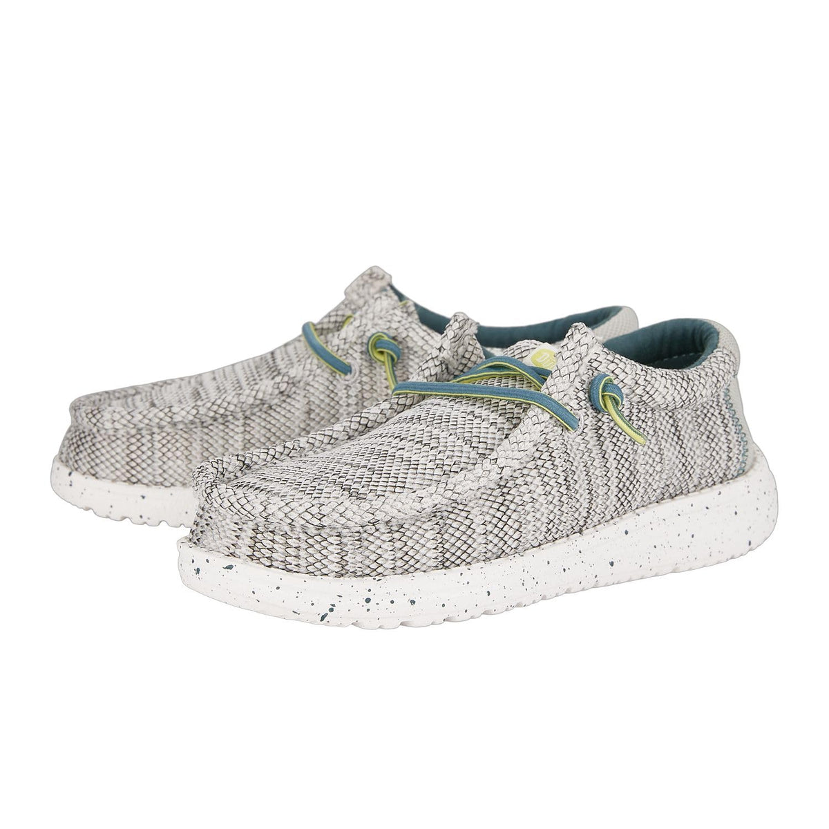 HEYDUDE Boy's Wally Heathered Mesh Charcoal Size 1 | Youth's Shoes | Youth Slip-on Loafers | Comfortable & Light-Weight