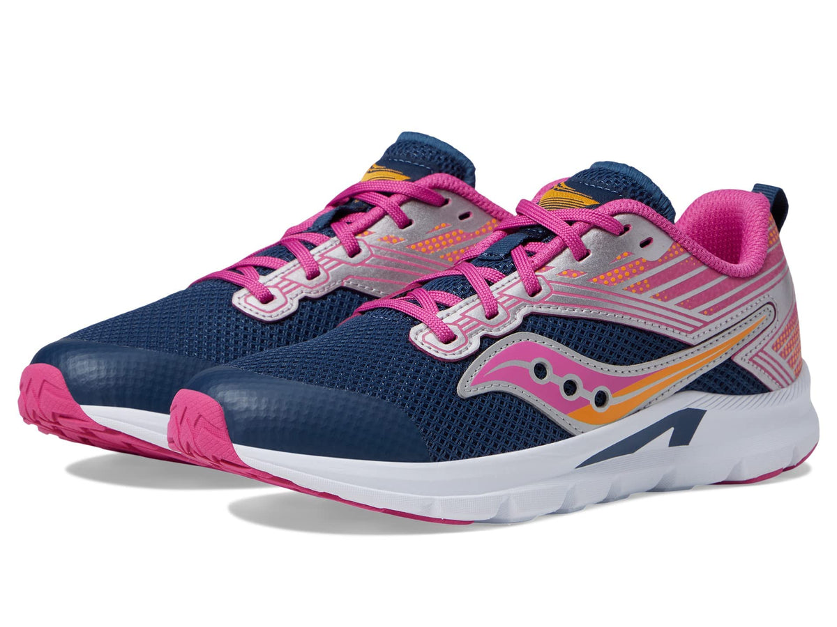 Saucony Axon Sneaker, Navy/Pink, 1 Wide US Unisex Big_Kid
