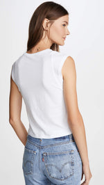 FRAME Women's Le High Rise Muscle Tee, Blanc, White, S