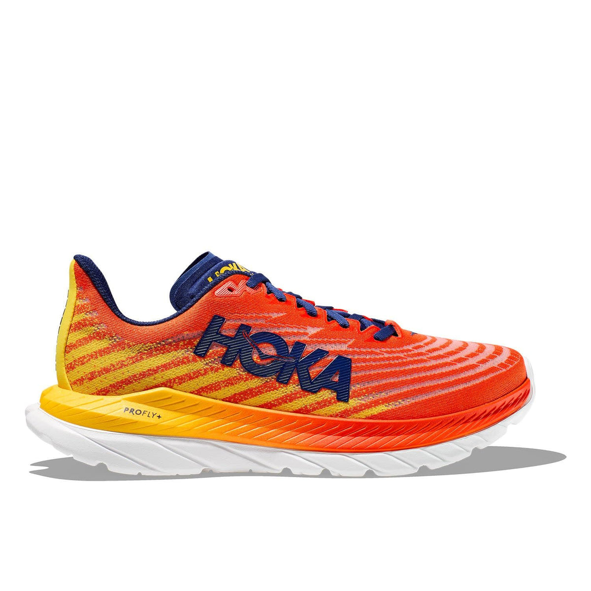 HOKA Men's Mach 5 Road Running Shoes, Flame/Dandelion, 9 M US