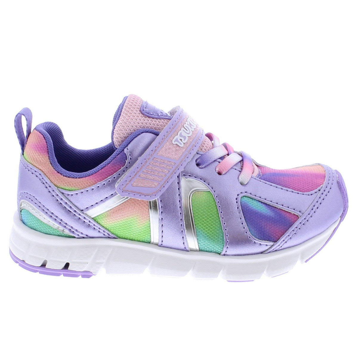 TSUKIHOSHI 3584 Rainbow Strap-Closure Machine-Washable Child Sneaker Shoe with Wide Toe Box and Slip-Resistant, Non-Marking Outsole - Lavender/Multi, 9.5 Toddler (1-4 Years)
