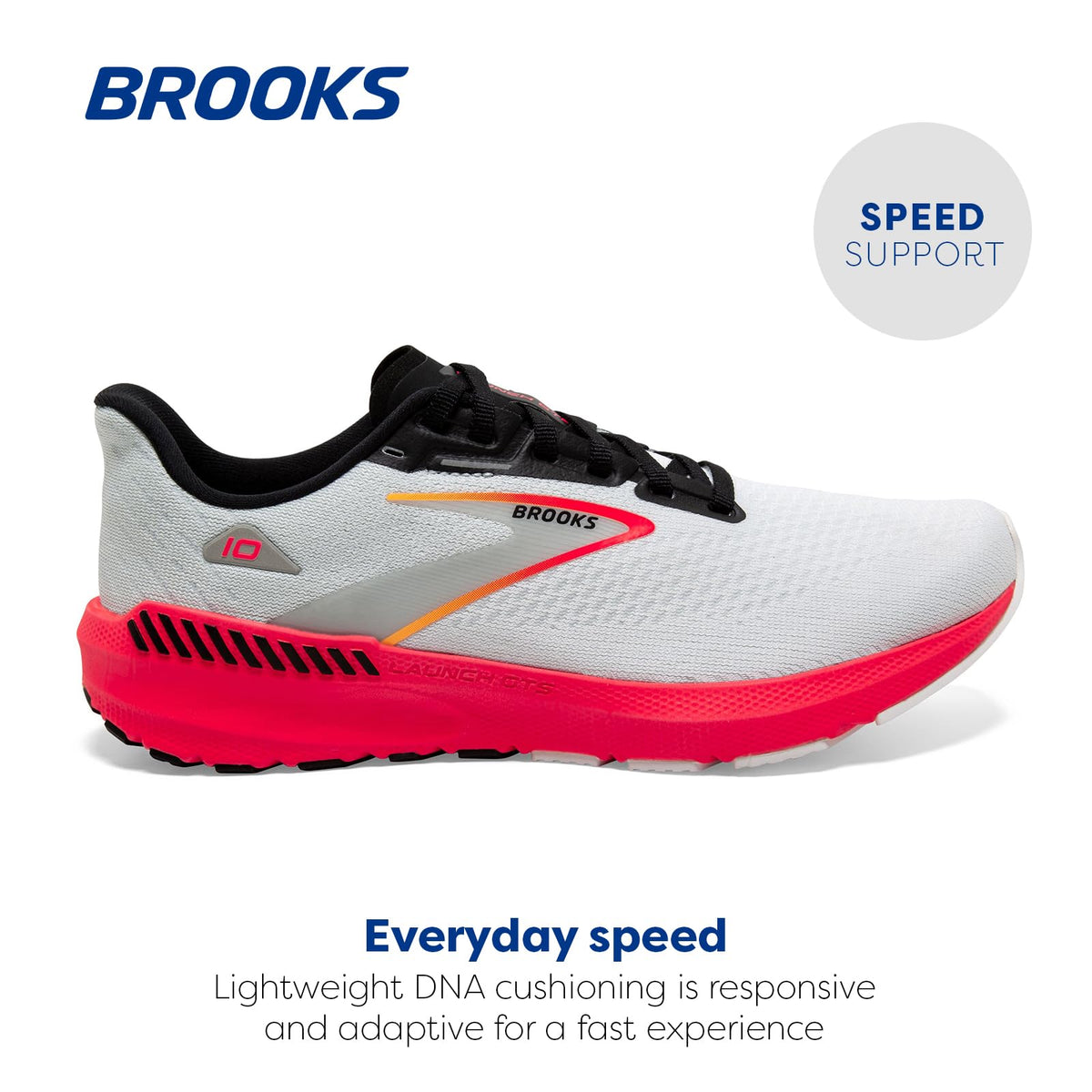 Brooks Women’s Launch GTS 10 Supportive Running Shoe - Blue/Black/Fiery Coral - 12 Medium