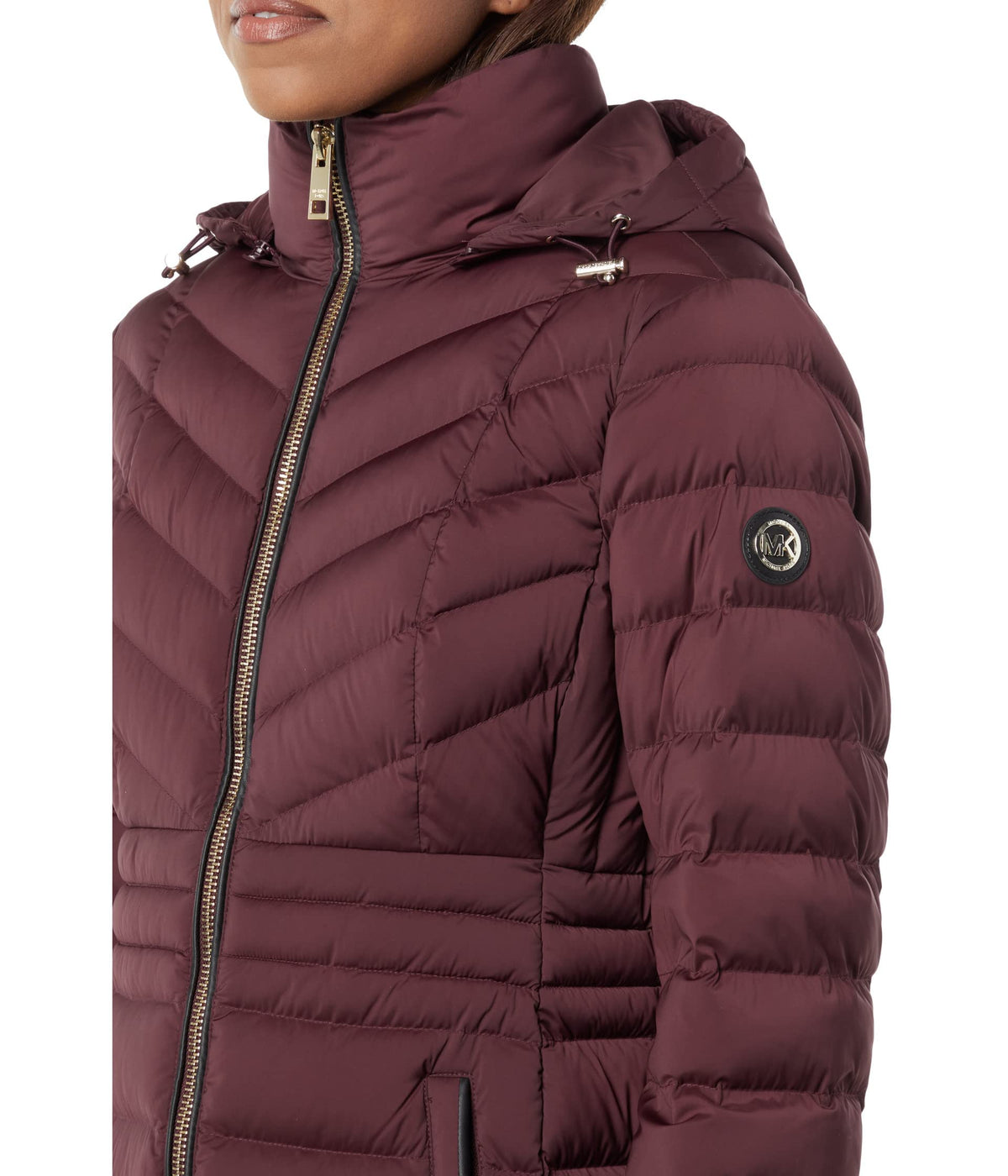 Michael Kors 3/4 Zip Front Lightweight Down Jacket M825095F74 Burgundy SM