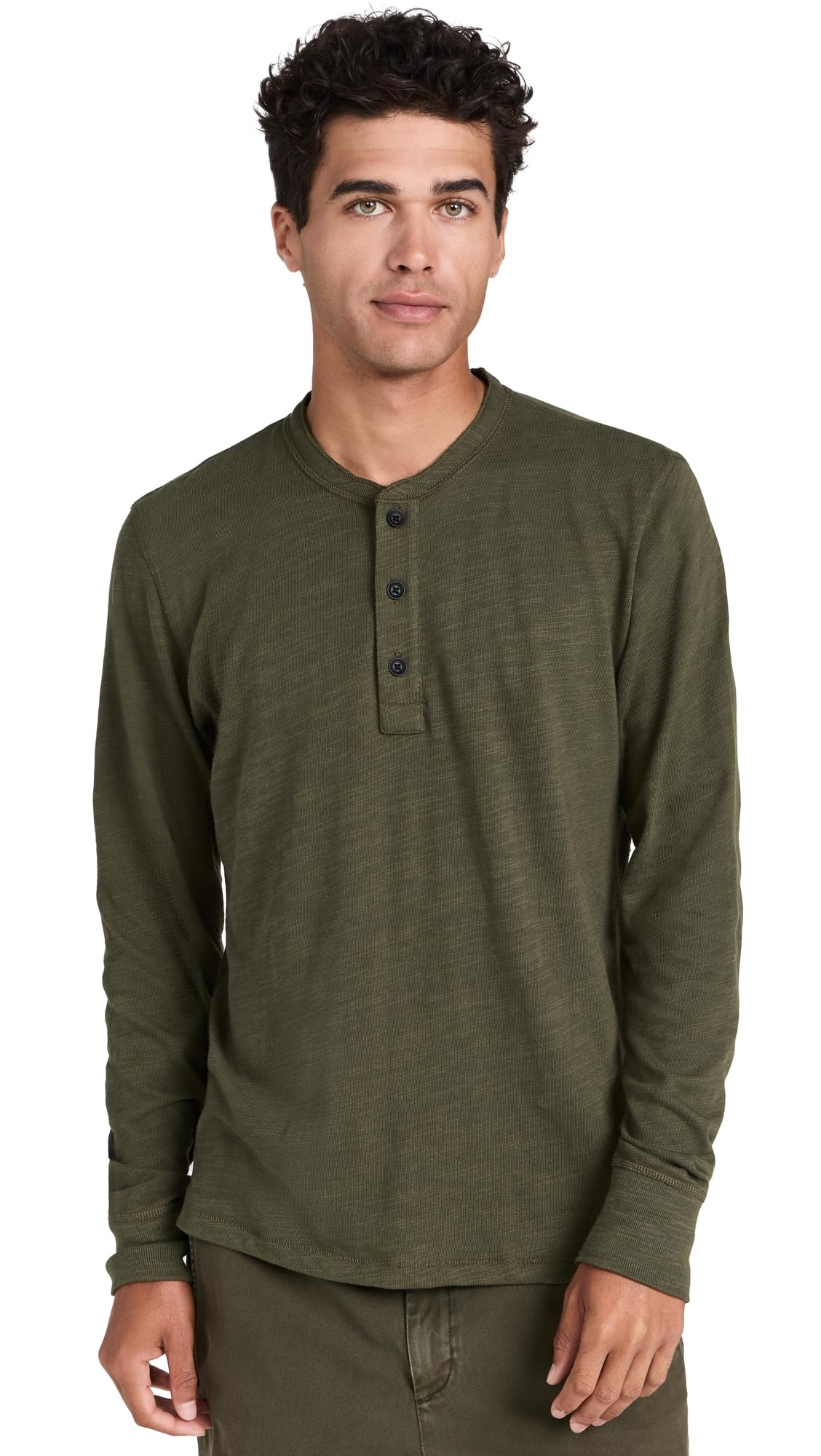 rag & bone Men's Classic Flame Henley, Forgreen, Green, XL