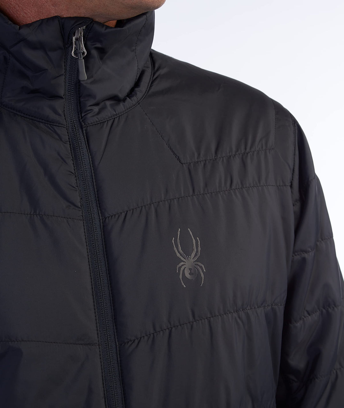 Spyder Men's Peak Zip Insulated Mid Layer Puff Ski Jacket, Black, Medium