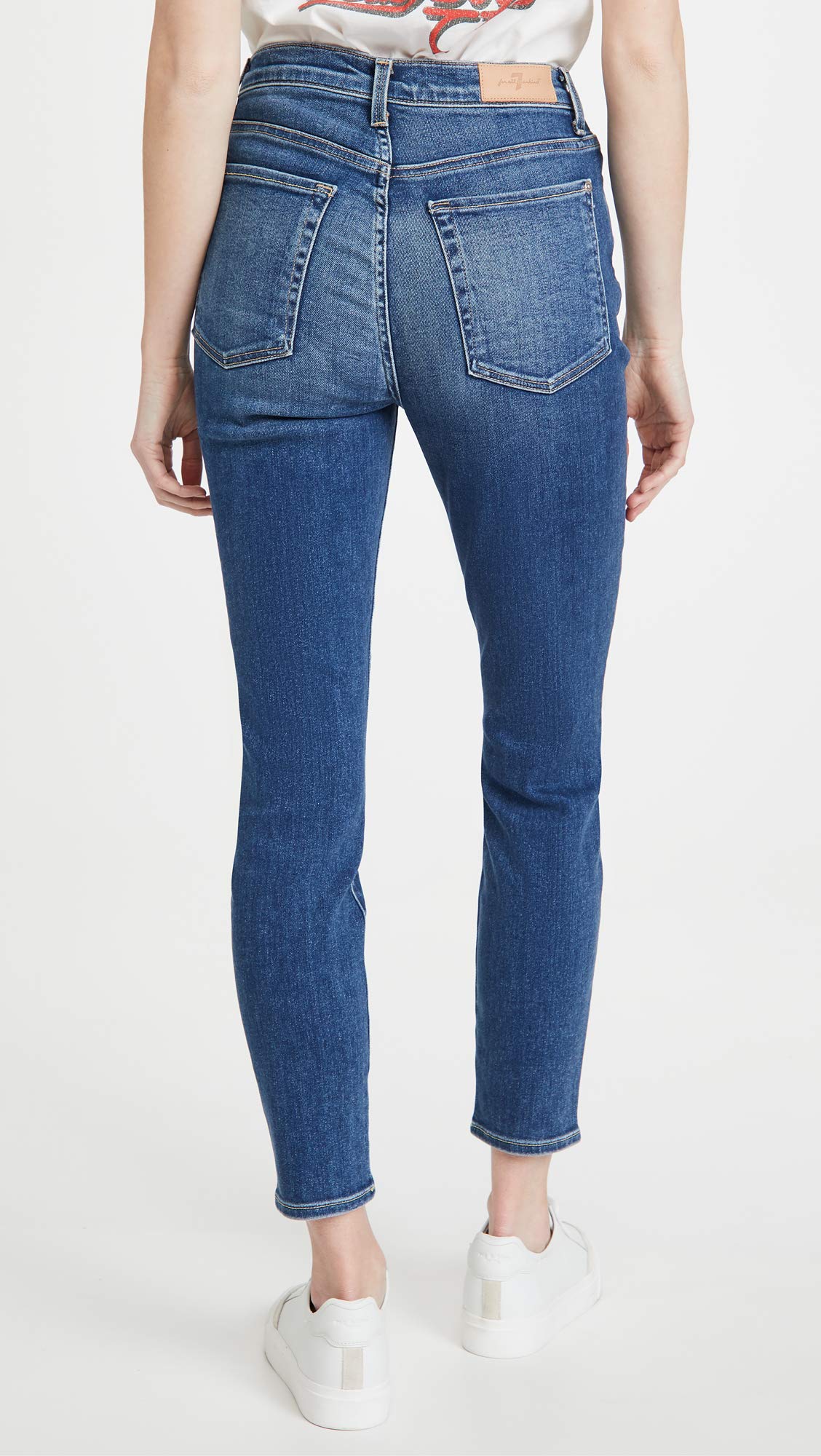 7 For All Mankind High-Waist Ankle Skinny Exposed Buttons in Stellar Stellar 33 28