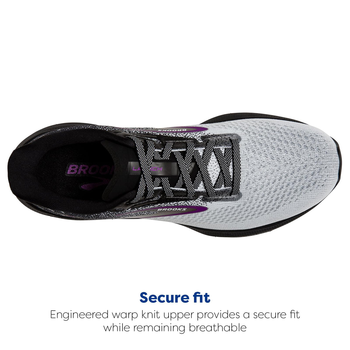 Brooks Women’s Launch 10 Neutral Running Shoe - Black/White/Violet - 5 Wide