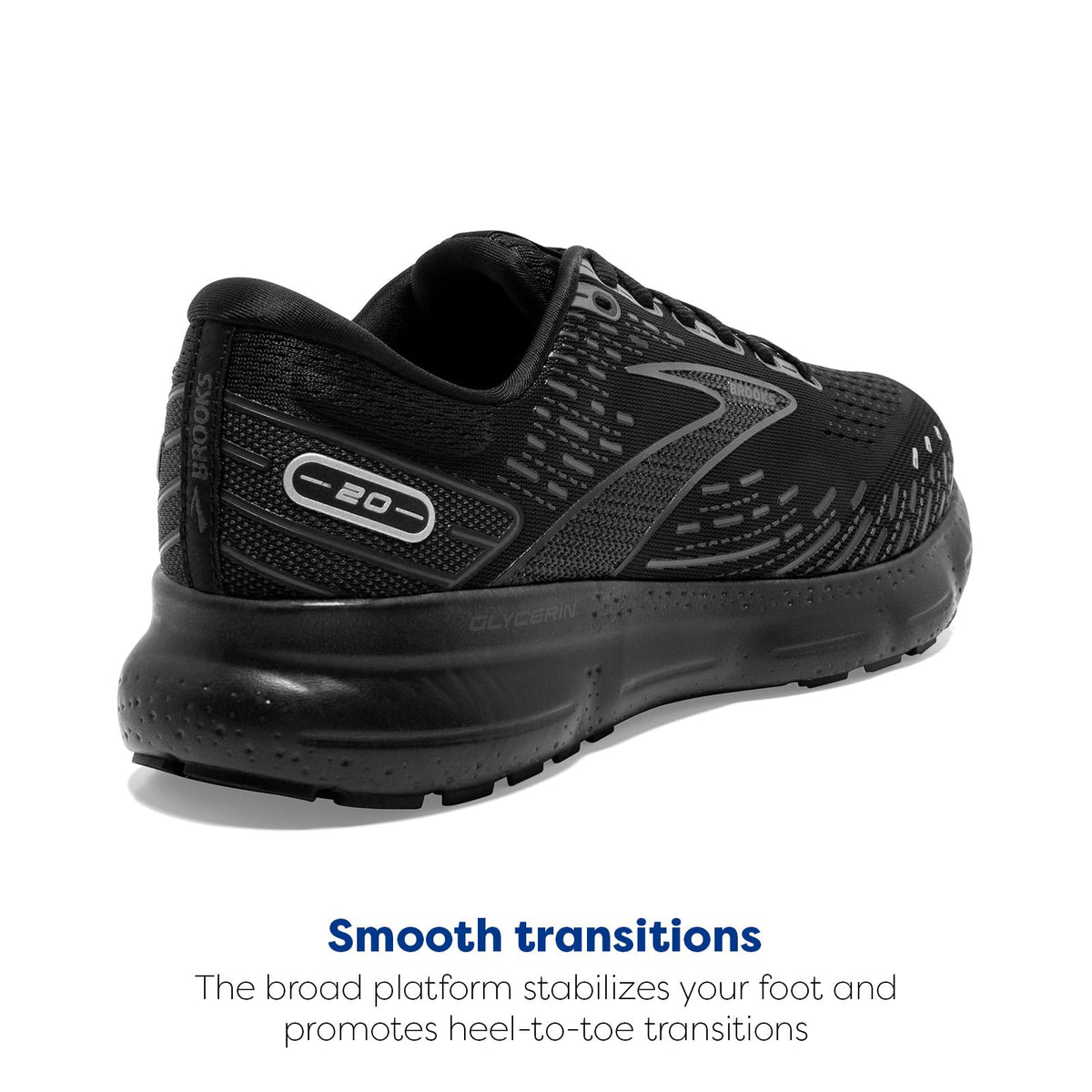 Brooks Women's Glycerin 20 Neutral Running Shoe - Black/Black/Ebony - 12 Medium