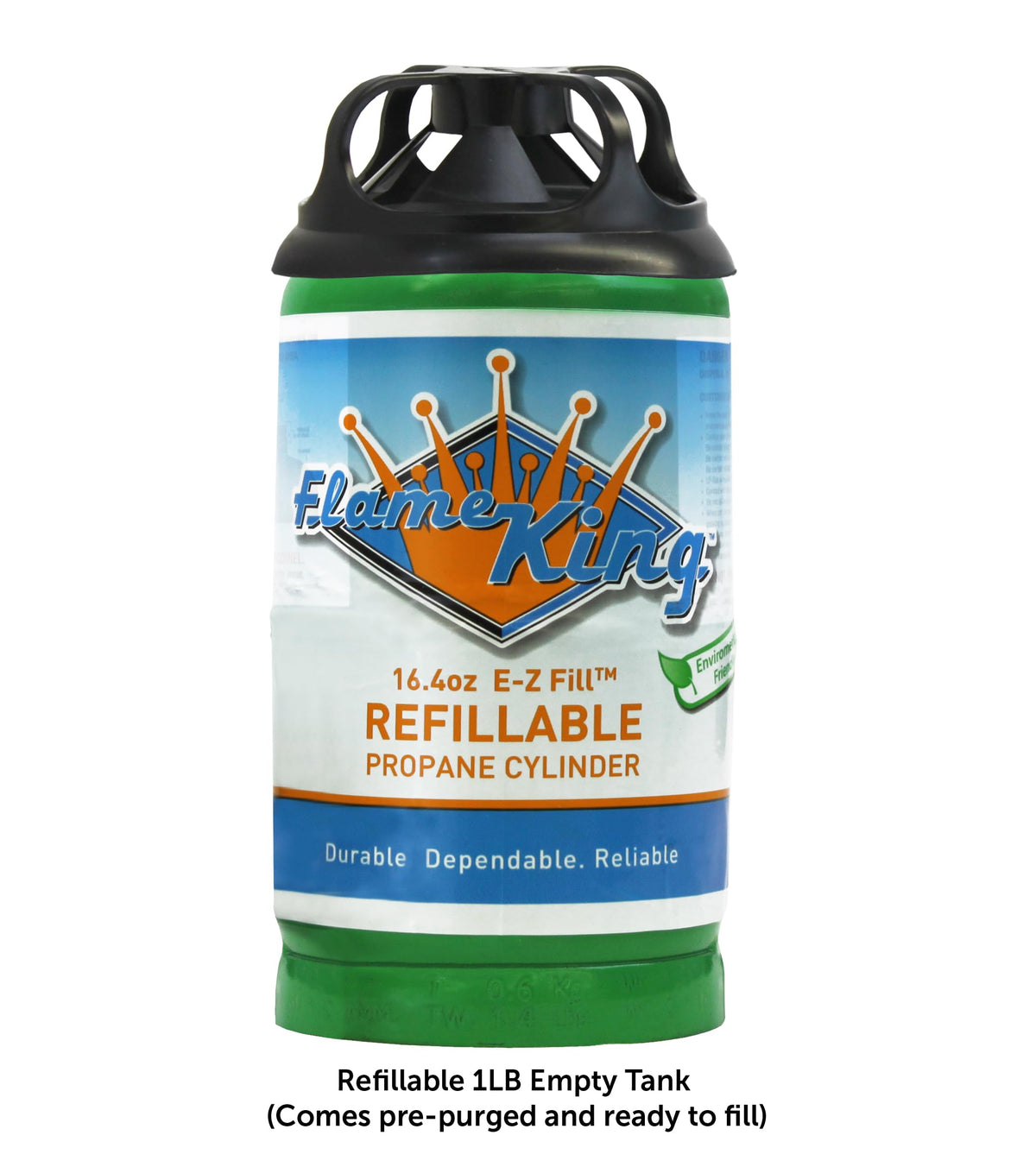 Flame King Refillable 1LB Empty Propane Cylinder Tank - Reusable - Safe and Legal Refill Option - DOT Compliant-16.4 oz (2-Pack), green (YSN164-2) 16.4 oz (2-Pack), green