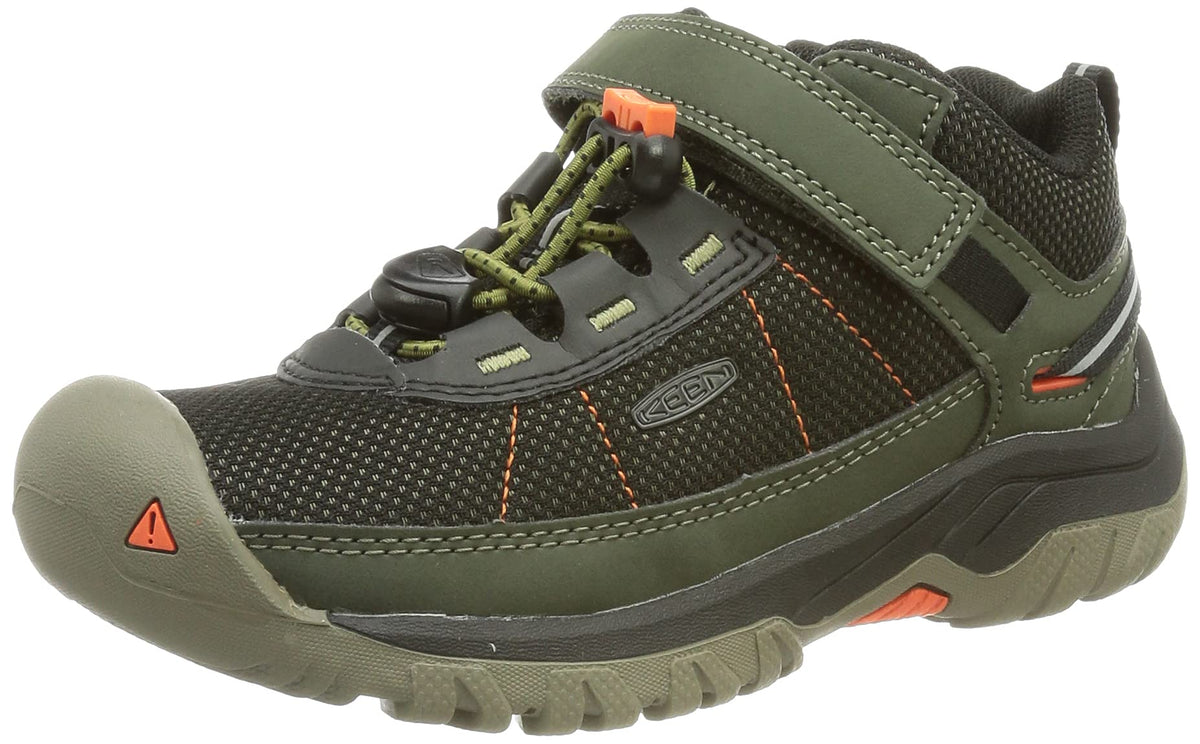 KEEN Unisex-Child Targhee Sport Breathable Easy on Lightweight Hiking Shoes 3 Big Kid Olive Drab/Safety Orange
