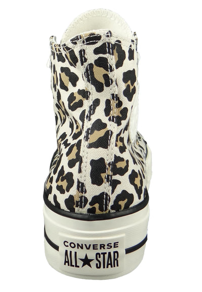 Converse Women's Chuck Taylor All Star Leopard Platform High Top Sneakers, Driftwood/Light Fawn/Black, 8.5 Medium US