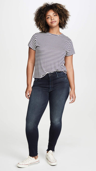 MOTHER Women's High Waisted Looker Ankle Fray Jeans, Last Call, Blue, 29
