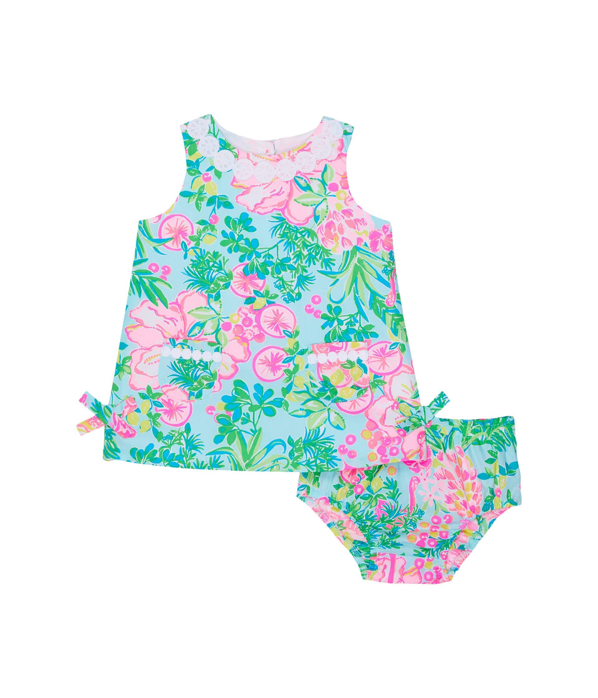 Lilly Pulitzer Baby Girl's Baby Lilly Shift Dress (Infant) Seasalt Blue Fruity Flamingo 12-18 Months