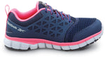 Reebok Work Sublite Cushion Work, Women's, Athletic Style, MaxTrax Slip Resistant, Soft Toe Work Shoe 9.5 Wide Navy/Pink
