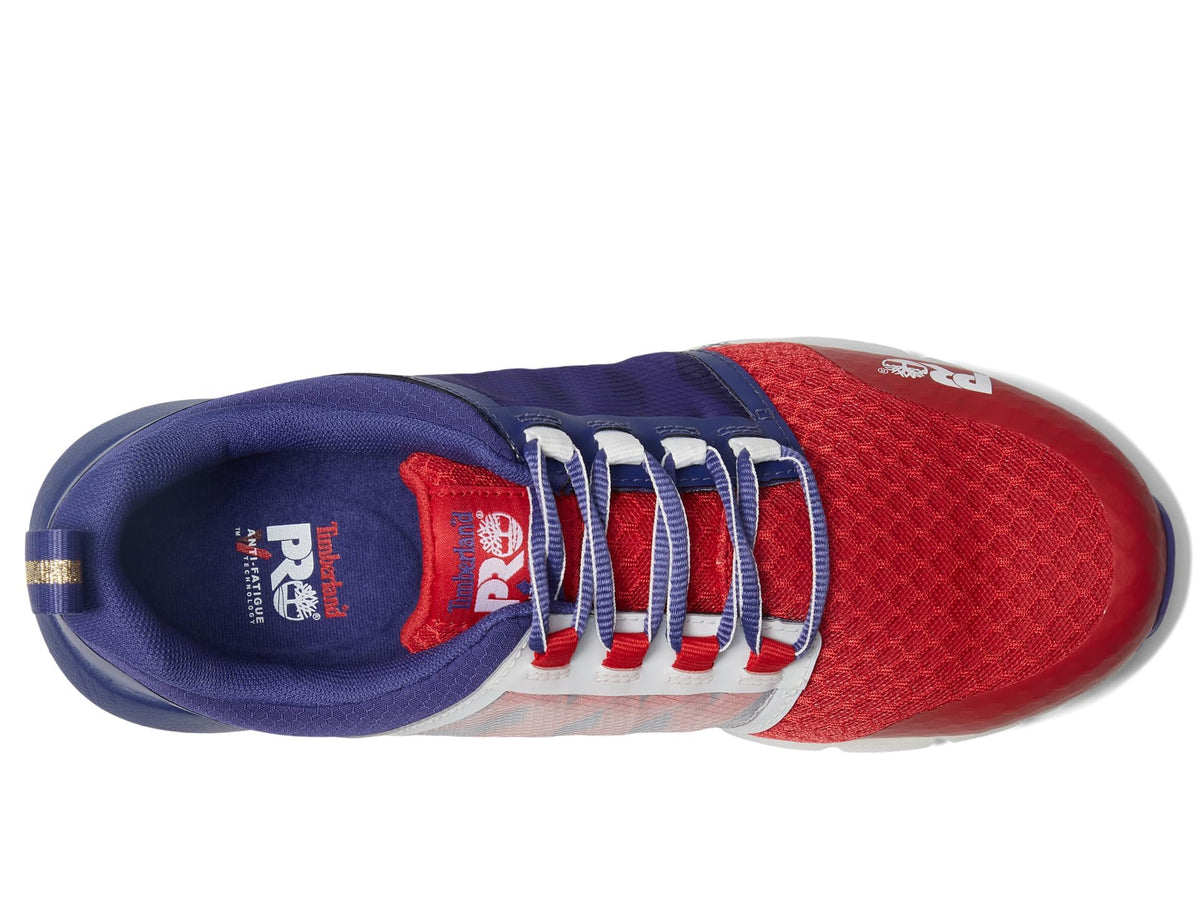 Timberland PRO® Radius Composite Safety Toe Shoes for Men – PRO Flex Technology – HoverSpring Foam Red/Blue 10 D - Medium