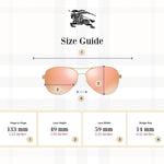 BURBERRY BE3080 12357J 59M Matte Gold/Brown Mirror Rose Gold Aviator Sunglasses For Women+ BUNDLE With Designer iWear Eyewear Kit