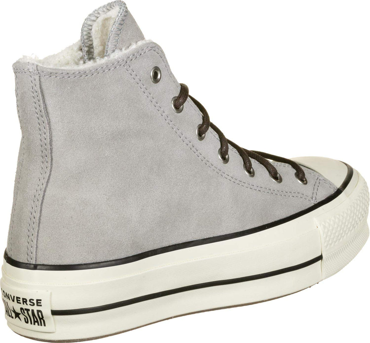 Converse Women's Sherpa Chuck Taylor All Star Platform High Top Sneaker, Wolf Grey/Egret-black, 9