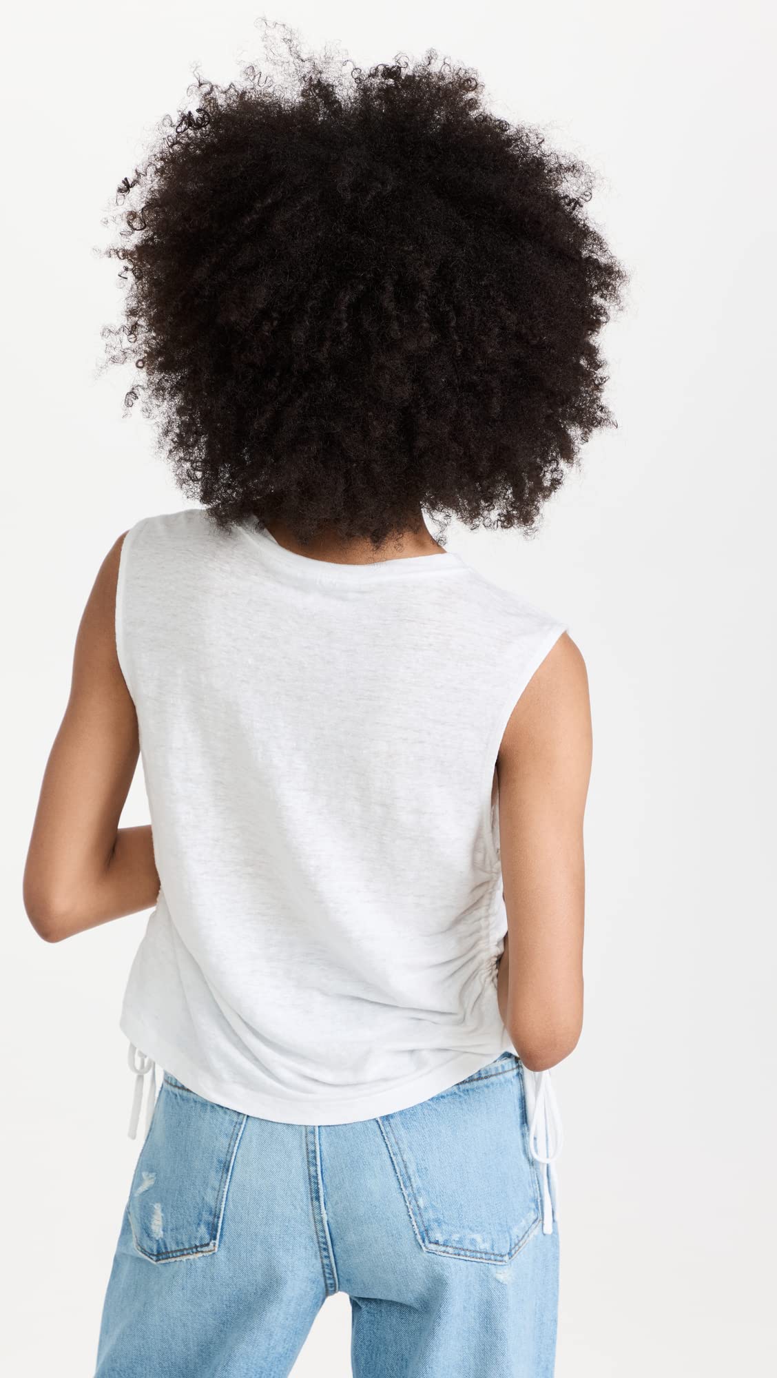 FRAME Women's Side Cinch Muscle Tee, Blanc, White, S