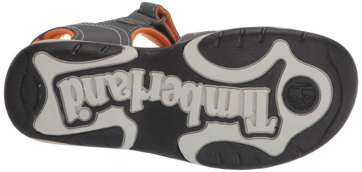 Timberland Adventure Seeker 2-Strap-BK-K Sandal, Medium Grey w/Orange, 34 US Unisex Little Kid